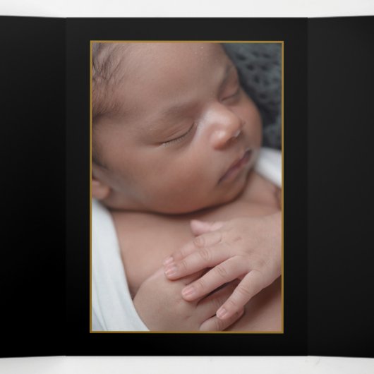Gouden vlinder, 4 fotocollage Baby Geboorte Drieluik Aankondiging (Binnenkant midden)