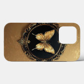 Gouden vlinder binnen een sierlijk lijstontwerp Case-Mate iPhone case (Achterkant (horizontaal))
