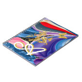 Gouden Vlinder Bloem Monogram Vloeibaar Abstract Notitieboek (Linkerzijde)