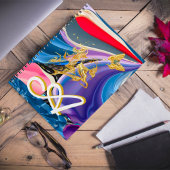 Gouden Vlinder Bloem Monogram Vloeibaar Abstract Notitieboek