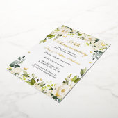 Gouden Vlinder Bloemen 50ste bruiloft Jubileum Folie Uitnodiging (Gedraaid)