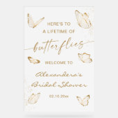 Gouden Vlinder Bruidsfeest Welkom Acryl Bord (Voorkant)