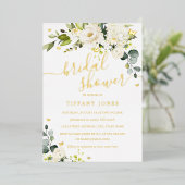 Gouden vlinder Champagne Floral Vrijgezellenfeest Folie Uitnodiging (Staand Voorkant)