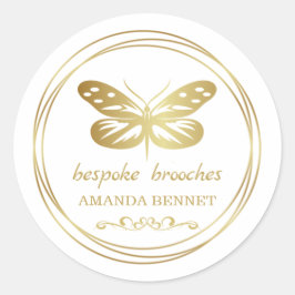 Gouden vlinder, cirkel lijst designer logo ronde sticker