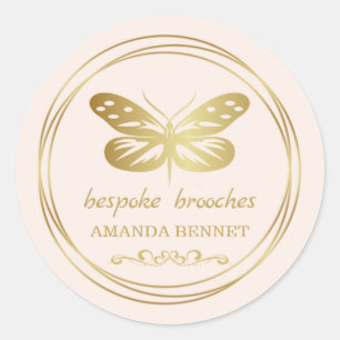 Gouden vlinder, cirkel lijst designer ronde sticker