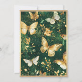 Gouden vlinder Emerald Green Quinceañera Kaart (Achterkant)