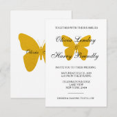 Gouden vlinder - Faux Folie bruiloft uitnodiging (Voorkant / Achterkant)