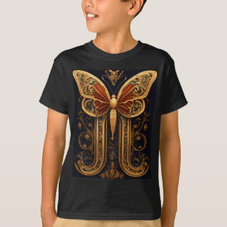 Gouden Vlinder Gedrukt T-shirt - Elegant en Vib