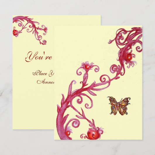 GOUDEN VLINDER, helder rood crème Kaart (Voorkant / Achterkant)