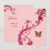 GOUDEN VLINDER, helder rood roze Kaart (Voorkant / Achterkant)