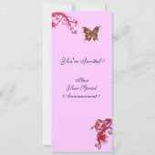 GOUDEN VLINDER , helder rood roze paarse krullen Kaart (Achterkant)