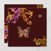 GOUDEN VLINDER, helder roze geel bruin Kaart (Voorkant / Achterkant)