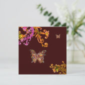 GOUDEN VLINDER, helder roze geel bruin Kaart (Staand voorkant)