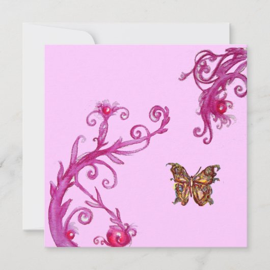 GOUDEN VLINDER, helder roze Kaart (Voorkant)