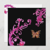 GOUDEN VLINDER, helder roze zwart wit Kaart (Voorkant / Achterkant)