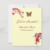 GOUDEN VLINDER, helderrode crème Kaart (Achterkant)