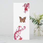 GOUDEN VLINDER , helderrode witte krullen Kaart (Staand voorkant)