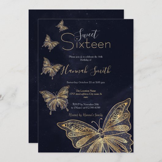 Gouden vlinder hemels esthetisch kaart (Voorkant / Achterkant)