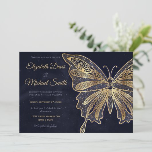 Gouden vlinder hemels esthetisch kaart (Staand voorkant)