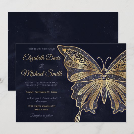 Gouden vlinder hemels esthetisch kaart (Voorkant / Achterkant)