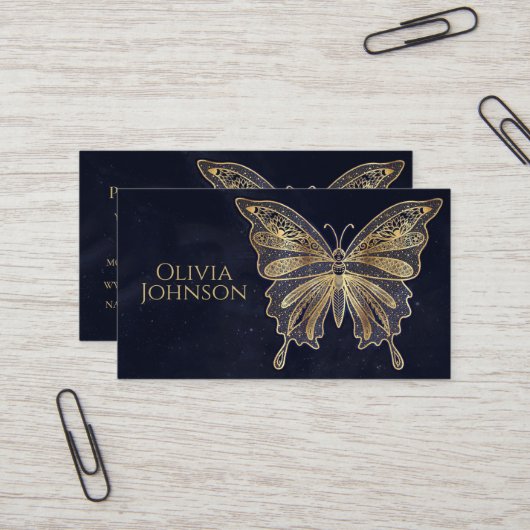 Gouden vlinder hemels esthetisch visitekaartje (Voorkant / Achterkant in situ)