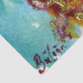 Gouden vlinder in blauwe waterverf tissuepapier (Detail)