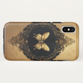 Gouden vlinder in een sierlijk omlijst ontwerp Case-Mate iPhone case (Achterkant (horizontaal))