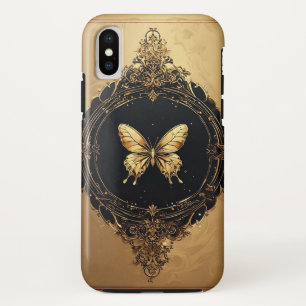 Gouden vlinder in een sierlijk omlijst ontwerp Case-Mate iPhone case