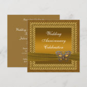 Gouden Vlinder Jubileum Feest Uitnodiging (Voorkant / Achterkant)