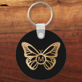 Gouden Vlinder Monogram Gepersonaliseerd Sleutelhanger (Voorkant)