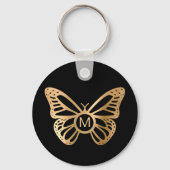 Gouden Vlinder Monogram Gepersonaliseerd Sleutelhanger (Achterkant)