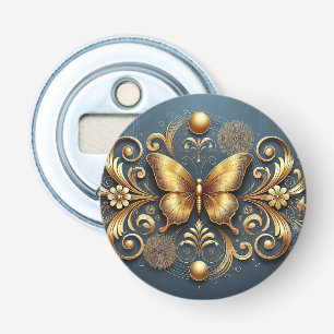 Gouden Vlinder Ontwerp Button Flesopener