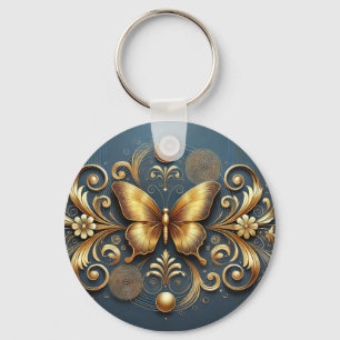Gouden Vlinder Ontwerp Sleutelhanger