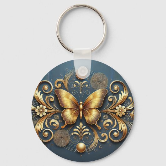 Gouden Vlinder Ontwerp Sleutelhanger (Voorkant)