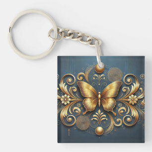 Gouden Vlinder Ontwerp Sleutelhanger