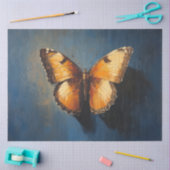 Gouden vlinder op donkerblauw decoupage papier (Craft)