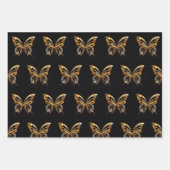 Gouden vlinder op zwarte achtergrond Inpakpapier (Voorkant 2)