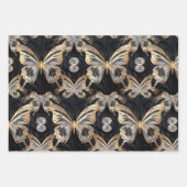 Gouden vlinder op zwarte achtergrond inpakpapier vel (Voorkant 2)