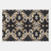 Gouden vlinder op zwarte achtergrond inpakpapier vel (Voorkant)