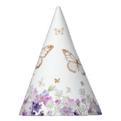 Gouden vlinder paarse bloemen verjaardag feesthoedjes (Rechts)