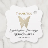 Gouden Vlinder Quinceañera Bedankjes Labels (Achterkant)