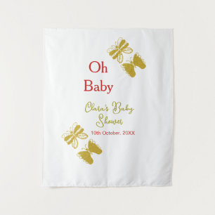 Gouden vlinder rode moderne baby shower oh baby wandkleed