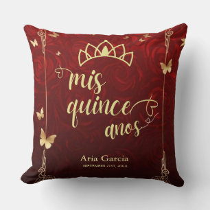 Gouden Vlinder Rode Rozen Bloemstuk Quinceañera Kussen
