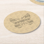 gouden vlinder ronde kartonnen onderzetter (Gebogen)