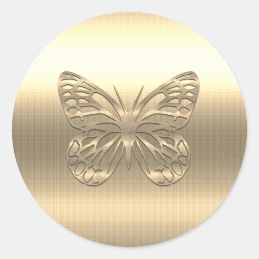gouden vlinder ronde sticker (Voorkant)