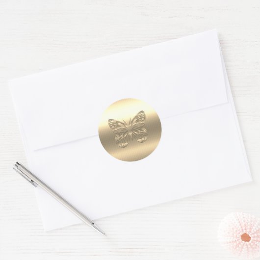  gouden vlinder ronde sticker (Envelop)