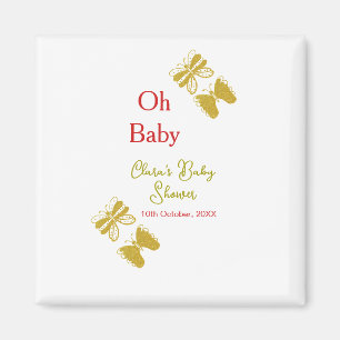 Gouden vlinder rood baby shower oh baby modern magneet