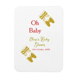 Gouden vlinder rood baby shower oh baby modern magneet