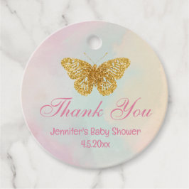 Gouden Vlinder Roze baby shower Bedankt Chic Bedankjes Labels