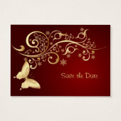 Gouden Vlinder Save the Date voor Bruiloften Visitekaartjes (Achterkant)